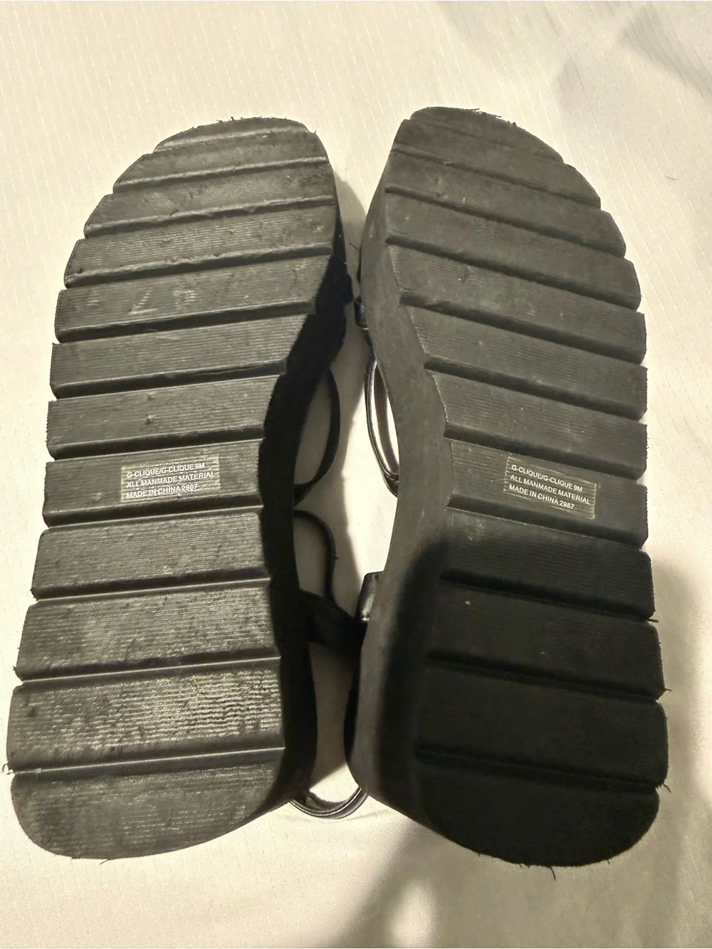 Madden Girl G-Clique Black Strappy Platform Wedge Sandals Size 9